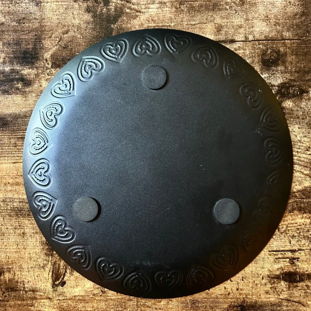 Vintage Black Metal Decorative Heart Rim Platter Tray 11